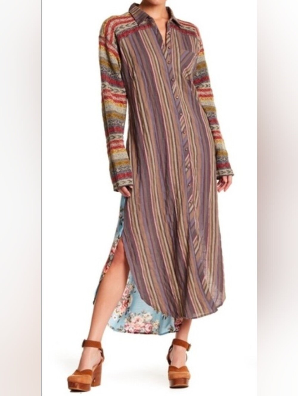 NWT Aratta Aratta Silent Journey Maxi Boho Shirt Dress